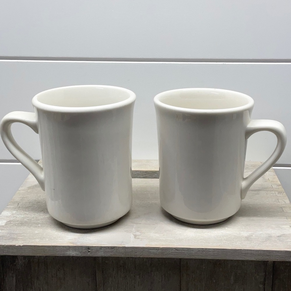 Vintage Syracuse China Coffee Mugs Set of 2 Cream White Diner Restaurant Ware
